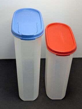 Tupperware Modular Mates Oval Dry Food Storage Containers Set Of 2 Red / Blue